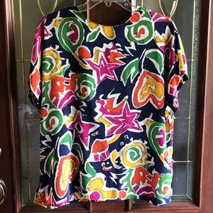 VTG 90s GW Design Studio Boxy Fit Colorful Blouse Size 14
